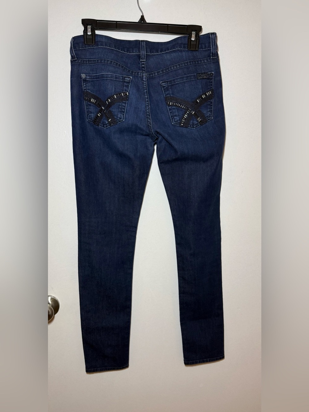 7 For All Mankind Women's Dark Wash Gwenevere Bead Embellishment Denim Jeans 26 - Picture 5 of 7